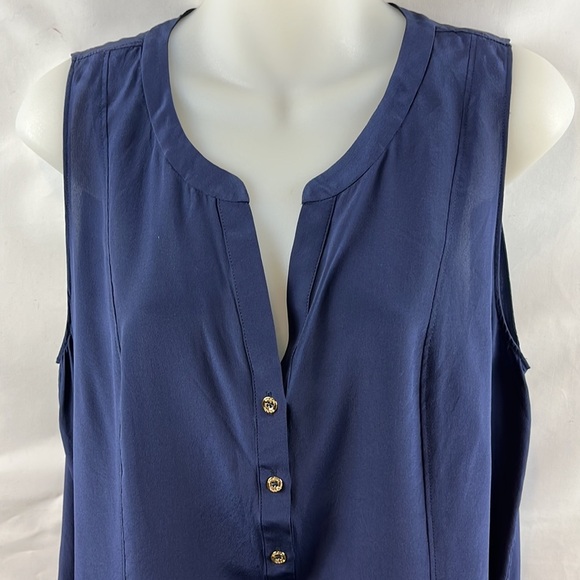 Lilly Pulitzer Kery 100% Silk Blue Tank Top Blouse Size M - Picture 6 of 11
